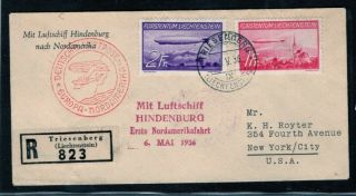 1936 Stamps 1fr - 2fr Zeppelin C15 - C16 Hindenburg 1st North America Flight Cachets