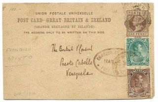 Venezuela: 1892; Postal Stationery,  British,  Mixed Postage,  Vf,  Ebv015