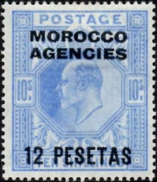 Morocco Agencies 1907 Kevii 12p.  On 10/ - Ultramarine Sg.  123 (hinged)
