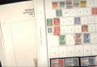 Bechuanaland Protective,  Assortment Of Stamps Mostly Hinged On Pages