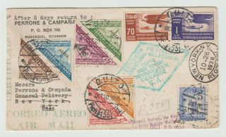 Ecuador : 1936 Registered Fdc For Philatelic Exhibition To Usa And Return