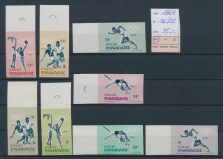 Lk82304 Rwanda 1964 Imperf Tokyo Olympics Fine Lot Mnh Cv 75 Eur