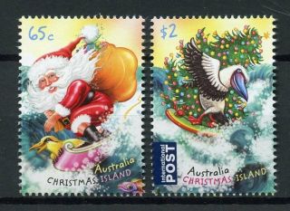 Christmas Island Australia 2018 Mnh Christmas Santa Trees Birds 2v Set Stamps
