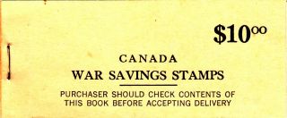 Canada Revenue Stamp Booklet,  Complete,  $10 War Savings Fws 6b Scarce