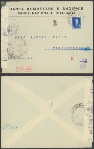 Italy Albania Wwii 1942 - Air Mail Cover Korce To Germany - Censor 31221/2