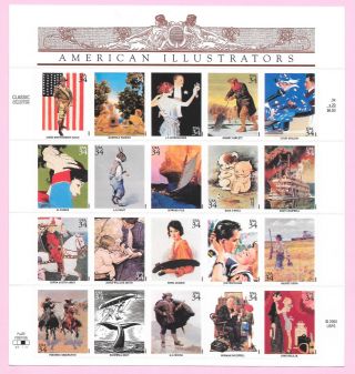 Us Stamp Sheet 20 X $0.  34 - American Illustrators - Sc 3502