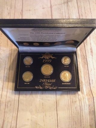 1999 24kt Gold Plated 5 Us Coin Set In Display Box