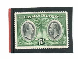Cayman Islands Gv,  1932 Assembly 5s.  Black & Green Sg 94 Hh.