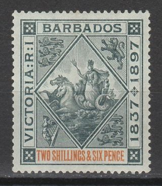 Barbados 1897 Qv Jubilee 2/6 Blued Paper