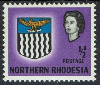 Northern Rhodesia 1963 Qeii Arms 1/2d Shifted Value Variety Mnh