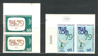 Geneva Telecommunications Expo On Togo 1979 Sc 1042,  C402 Imperforate Pair,  Mnh