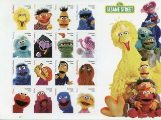Usa 2019 Mnh Sesame Street Bert Ernie Big Bird Grover 16v S/a M/s Tv Stamps