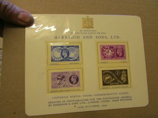Very Rare - Harrison And Sons Ltd - Presentation Card 10th Oct 1949 - U - P - Union