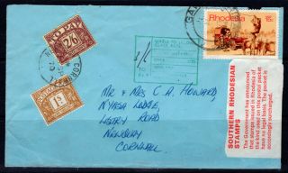 Southern Rhodesia Airmail To Uk,  1970,  Stamps Declared Illegal,  3/6d Postage Due