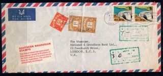 Southern Rhodesia Airmail To Uk,  1970,  Stamps Declared Illegal,  7/ - Postage Due
