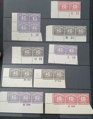 9x Postage Due Blocks And Pairs Controls M/mint (6)