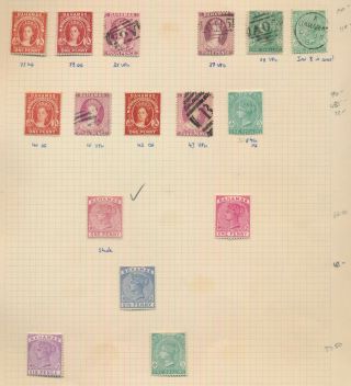 Bahamas Stamps 1863 - 1890 Valuable Qv Album Page Inc Sg 42 Og,  Mainly Vf