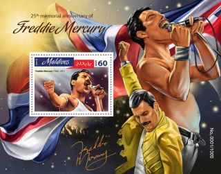 Maldives 2016 Freddie Mercury 25th Aniv Music Queen Band S/s Mld16404
