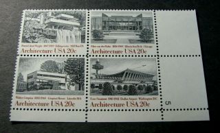 Us Stamp Plate Blocks Scott 2022a American Architecture 1982 Mnh L264
