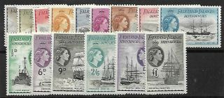 Falkland Islands Dependencies 1954 Stamps Sg G26/40 Set Of 15 Mounted