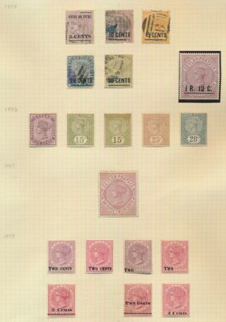 Ceylon Stamps 1885 - 1888 Qv Study Page,  Inc 1.  12r Sg 176 Og,  Lovely Page Vf