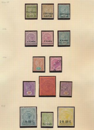 Ceylon Stamps 1890 - 1898 Qv Fresh Page,  Sg 233/255,  Sets,  Mog Vfu