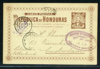 Honduras Postal History: Lot 102 1896 3c Arias Pc Puerto Cortes - Amsterdam $$$