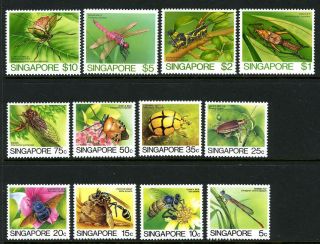 Singapore Insects 453 - 464 Complete Set Never Hinged 9g7 35