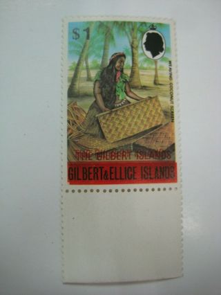 Gilbert & Ellice Islands 1971 $1 Red Color Overprint Double,  Error.  Rare