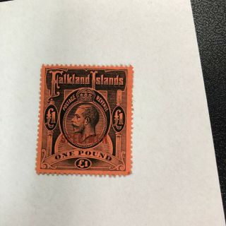 Falkland Islands: 1914 - Sg 69s - £1 Black/red With Specimen Overprint Rare