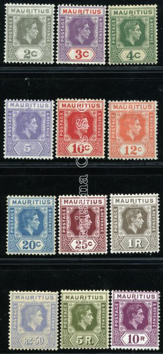 Mauritius 1938 Sg 252 - 63 Sc 211 - 22 Vf Og Mnh Rare Complete Set 12 Stamp