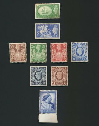 Gb Stamps 1939 - 1951 Kgvi High Vals Inc Sg 478 10/ - Dark Blue & 494 Mnh Vf