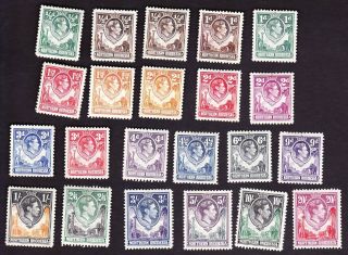 Northern Rhodesia Gvi 1938 Full Set Of 21,  Extra 1/2d Perf.  (see Details) Cat £250