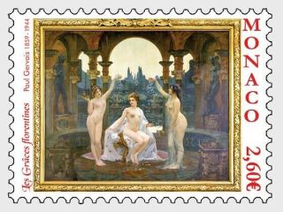 Nudity In Art Les Graces Florentines By Paul Gervais Mnh Stamp 2019 Monaco