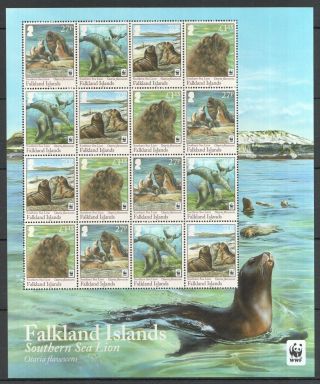 O1114 2011 Falkland Islands Wwf Fauna Southern Sea Lion Michel 40 Euro 1sh Mnh