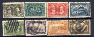 8x Canada Stamps 1908 Quebec Tercent.  No.  96 To 103 F F/vf Cat.  Value = $400.  00