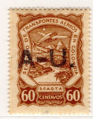 Argentina - Colombia - Scadta Consular 60c Stamp W/ Secret Dot - Sc Clau7 Rrr