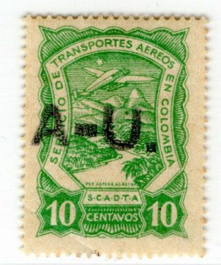 Argentina - Colombia - Scadta Consular 10c Stamp W/ Secret Dot - Sc Clau2 Rrr