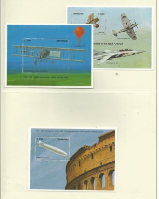 Ghana 1993 Aviation Anniversaries Sgms1834 (3 Sheets) Mnh Cat.  £15.