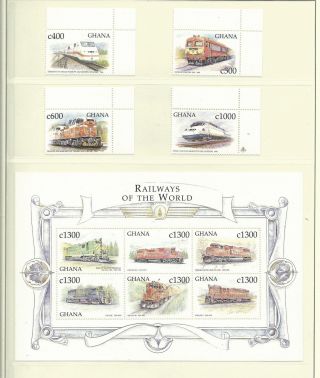 Ghana 1998 Railways Of The World Sg2883/98,  Ms2899 Mnh.  Cat.  £20, .