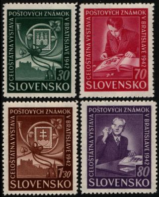 ✔️ Slovakia 1942 - Philatelic Expo - Sc.  70/73 Mnh Og [sk098]