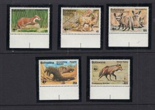 Botswana 1977 Complete Animal Set - Og Mnh - Sc 182 - 186 Cats $ 59.  75