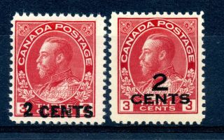 Weeda Canada 139 - 140 Fresh F,  Mnh Set Of 2c On 3c Admiral Surcharges Cv $105