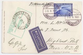 1931 Germany To Usa Via Brazil Zeppelin Cover,  2 Marks Polar Flight Stamp