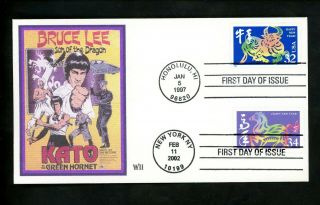 Us Fdc 3559 Wii 2002 Ny Lunar Year Horse Dual Combo 3120 Bruce Lee Poster