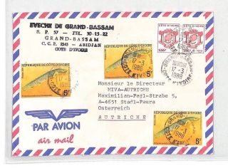 Ca280 1988 Ivory Coast Eveche De Grand - Bassam Airmail Cover Missionary Vehicles