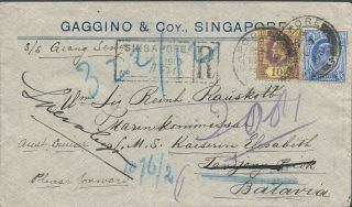 1910 Straits Settlements Singapore Reg Batavia S.  M.  S.  Kaiserin Elisabeth Austria