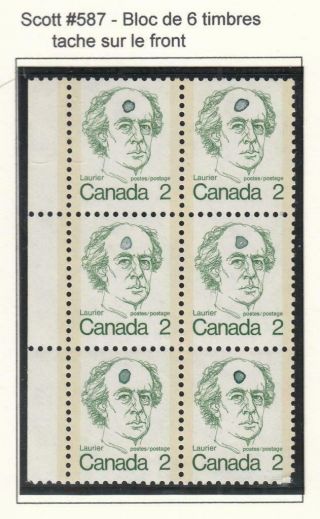 Canada 587 Vf - Mnh Block Of 6 With Bullet Holes To The Head Cat Value $150