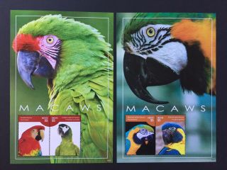 Nevis 2014 Bird Parrots Four Sheets Mnh