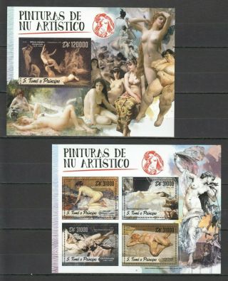St1793 2016 S.  Tome & Principe Erotic Art Paintings Nudes 1kb,  1bl Mnh Stamps